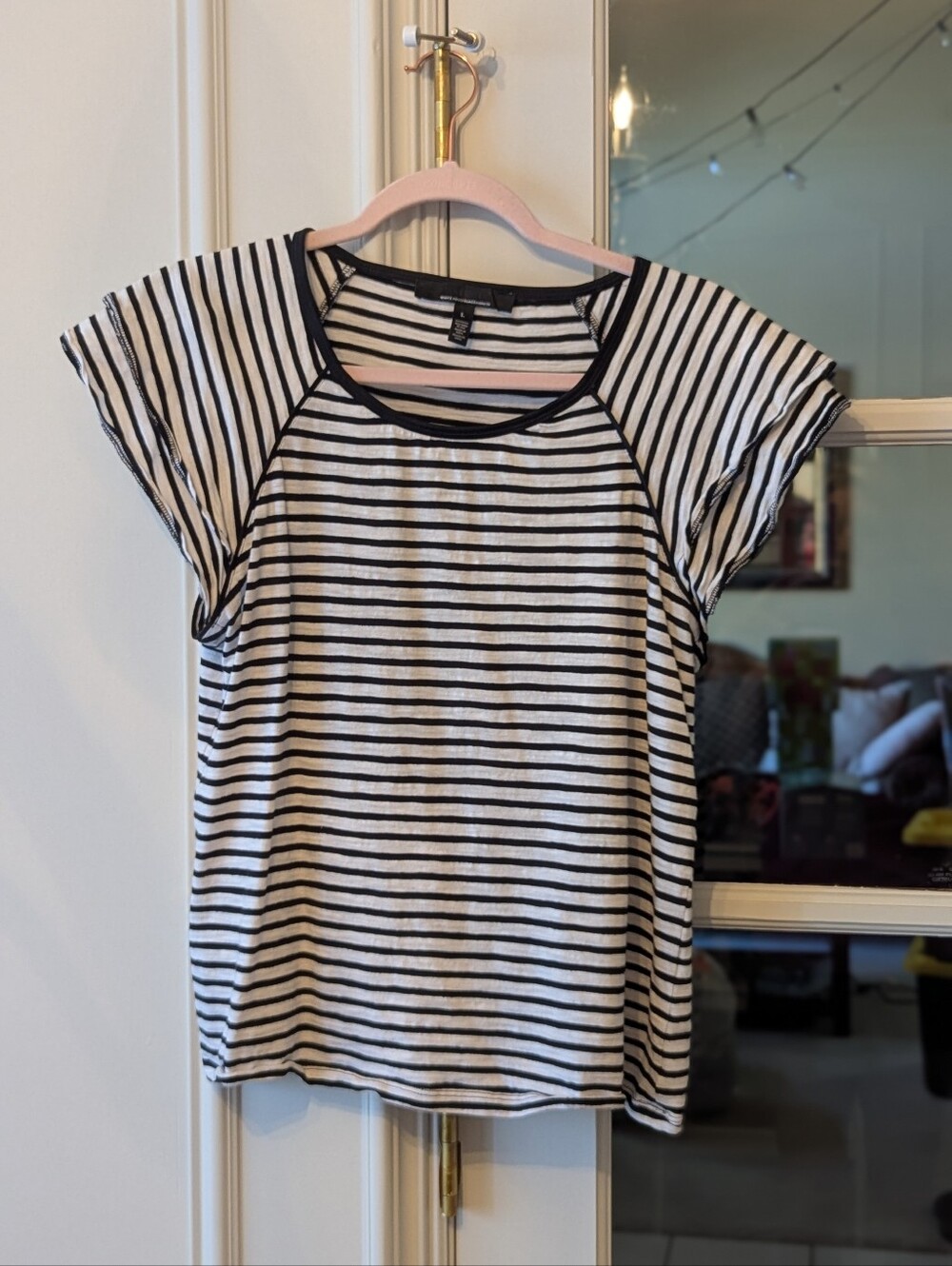 White House Black Market ruffle, cap sleeve tee